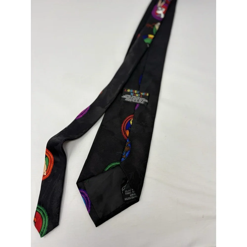 Vintage 1993 Cartoons Looney Tunes Mania Tie Black Multicolor Bugs Bunny Tweety